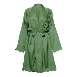 Underprotection Jane Kimono Eco-friendly Satin Scalloped Edge Green Size Small